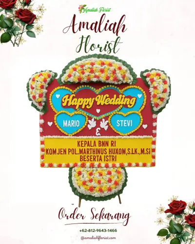 Karangan Papan Bunga Pernikahan di Menjangan
